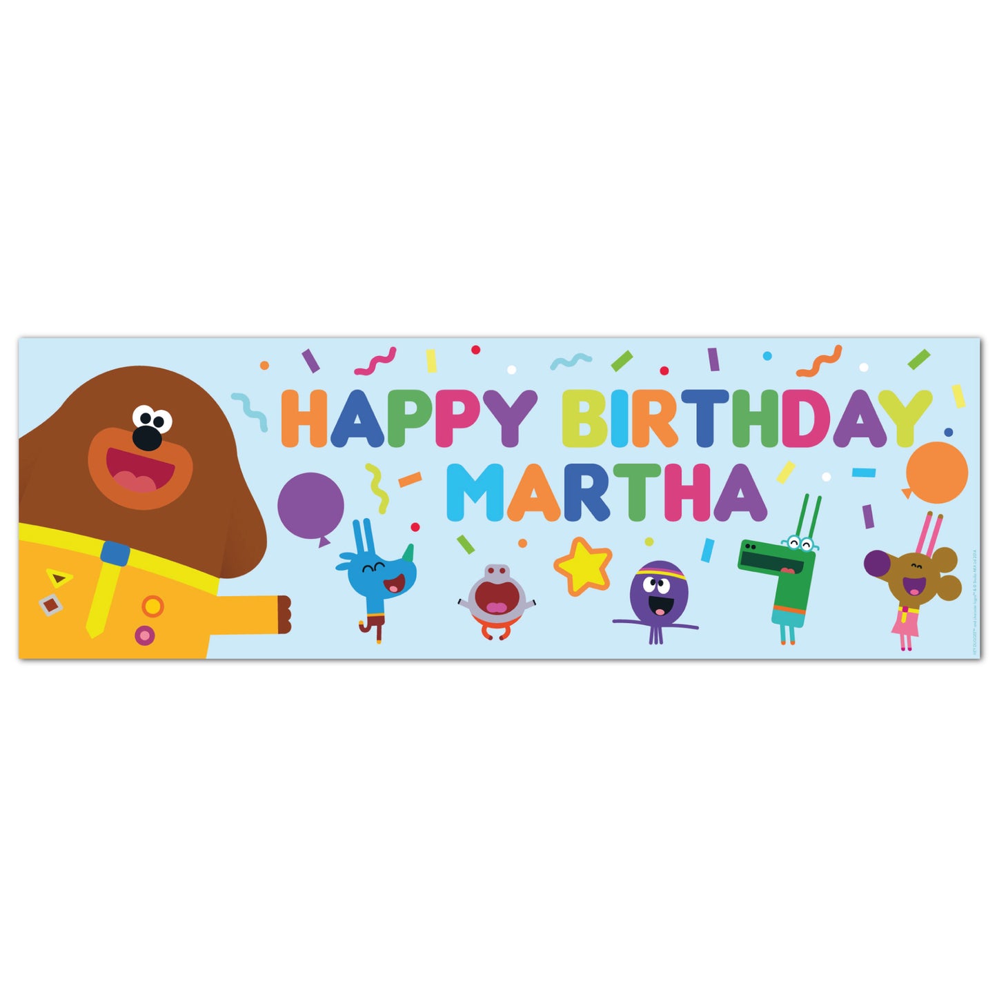 Hey Duggee Birthday - Group Celebration Blue Personalised Name Banner Wall Sticker