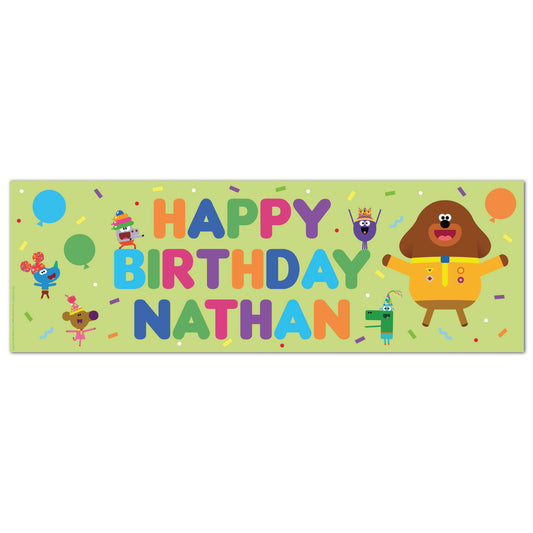 Hey Duggee Birthday - Group Celebration Green Personalised Name Banner Wall Sticker