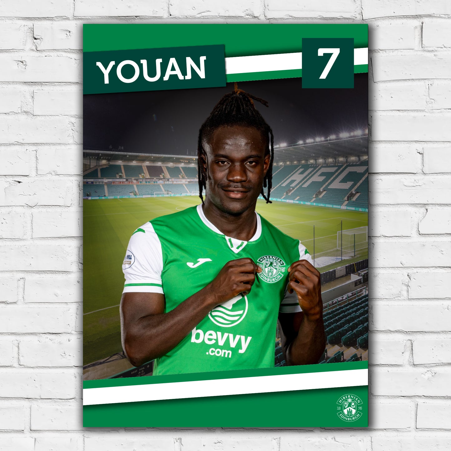 Hibernian FC Print - Elie Youan 24-25 Poster Football Wall Art