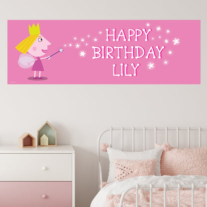 Ben And Holly Birthday - Holly Pink Personalised Banner Wall Sticker