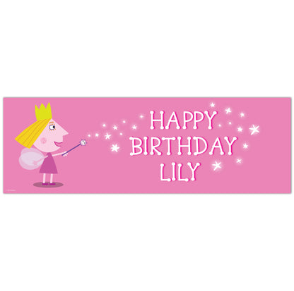 Ben And Holly Birthday - Holly Pink Personalised Banner Wall Sticker