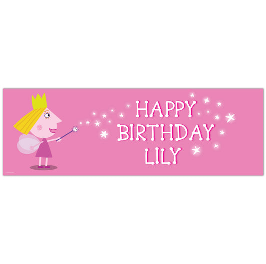 Ben And Holly Birthday - Holly Pink Personalised Banner Wall Sticker