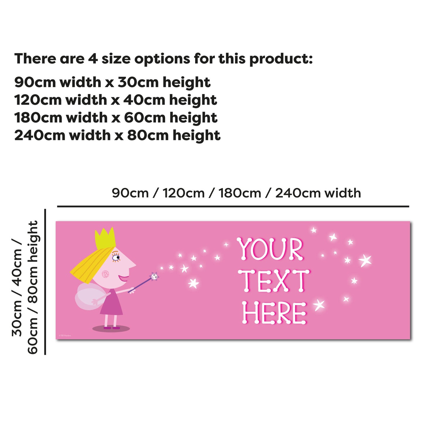 Ben And Holly Birthday - Holly Pink Personalised Banner Wall Sticker
