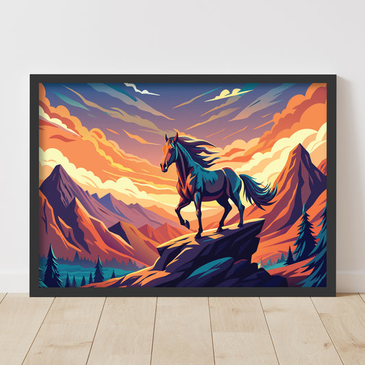 Horse Print - Mountain View Poster Wall Art