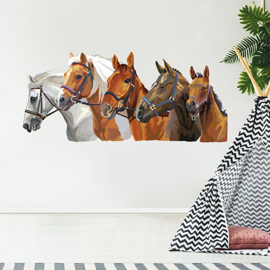Horse Wall Sticker - 5 Horses Wall Art