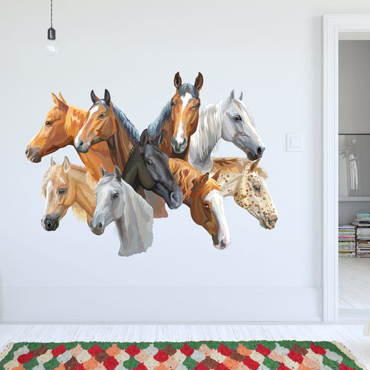 Horse Wall Sticker - 9 Horses Wall Art
