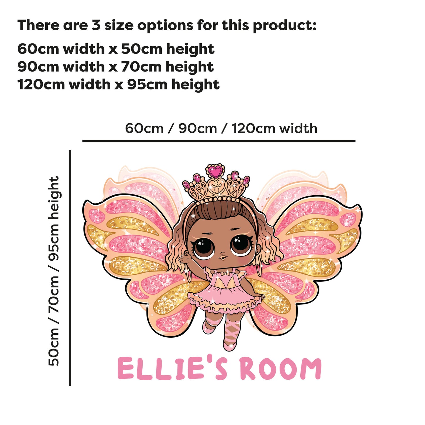 L.O.L Surprise! Wall Sticker - Fairies Instagold Personalised Name Wall Art