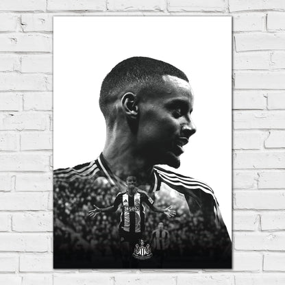 Newcastle United Alexander Isak Black and White Portrait Print