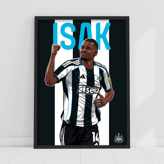 Newcastle United FC Print - Isak Illustration Poster Football Wall Art