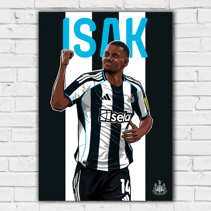 Newcastle United FC Print - Isak Illustration Poster Football Wall Art