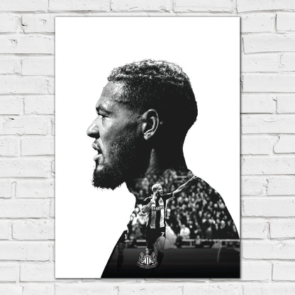 Newcastle United Joelinton Black and White Portrait Print