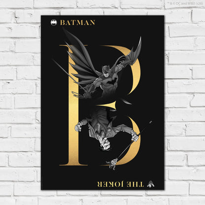 The Joker™ Print – Batman And The Joker Gold Text Poster Wall Art