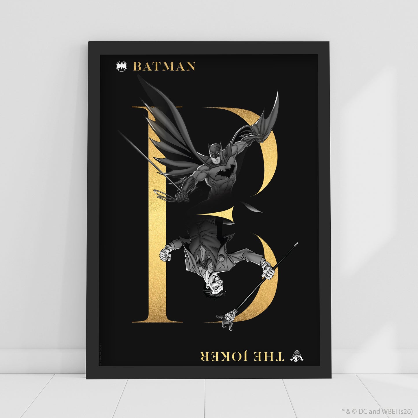 The Joker™ Print – Batman And The Joker Gold Text Poster Wall Art