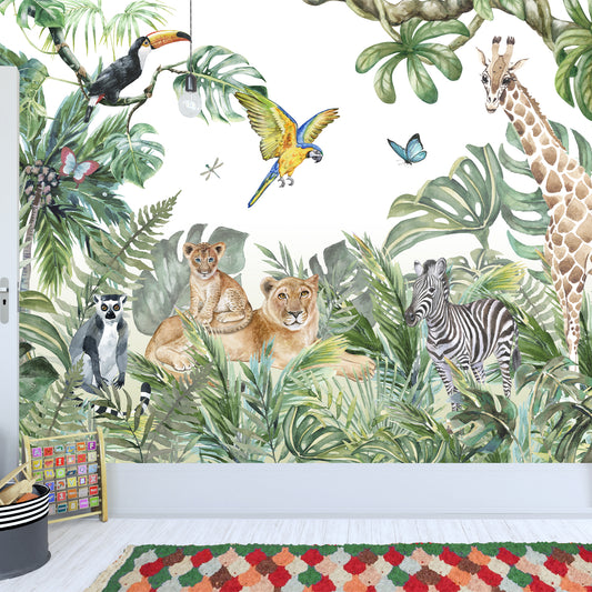 Jungle Full Wall Mural - Animals in the Jungle Wall Art