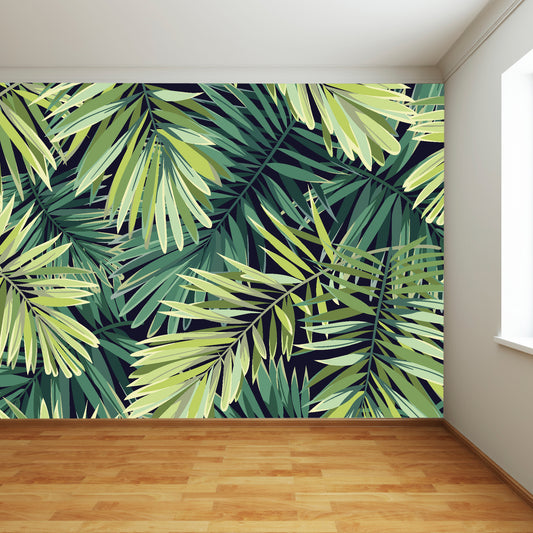 Jungle Leaves Full Wall Mural