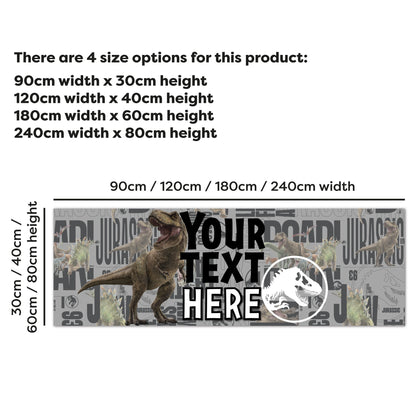 Jurassic Birthday - Training Grey Personalised Name Banner Wall Sticker