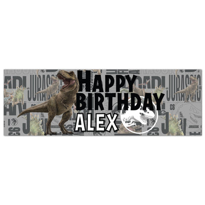 Jurassic Birthday - Training Grey Personalised Name Banner Wall Sticker