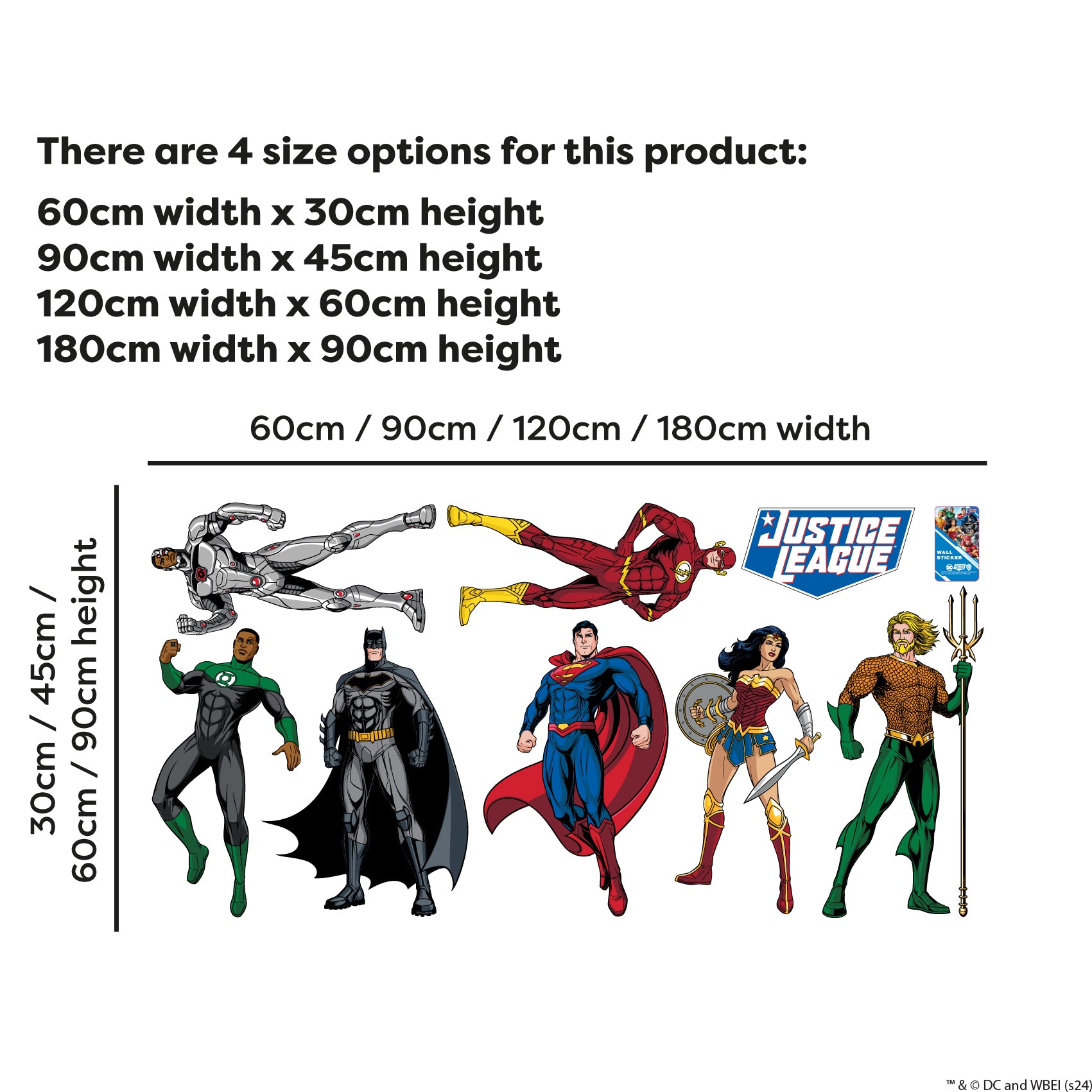 Stickers géants repositionnables Justice League DC Comics 25,4CM X 45,7CM Stickers géants repositionnables Justice League DC Comics 25,4CM X 45,7CM