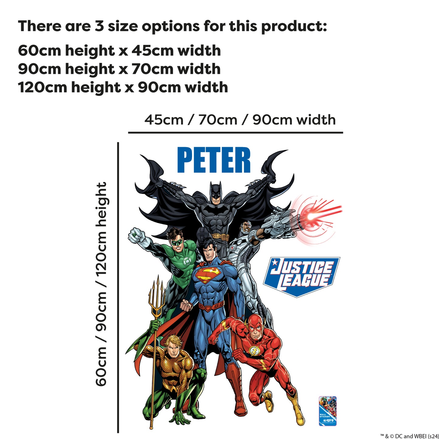 Justice League Wall Sticker - Group Action Pose Personalised Wall Decal DC Superhero Art