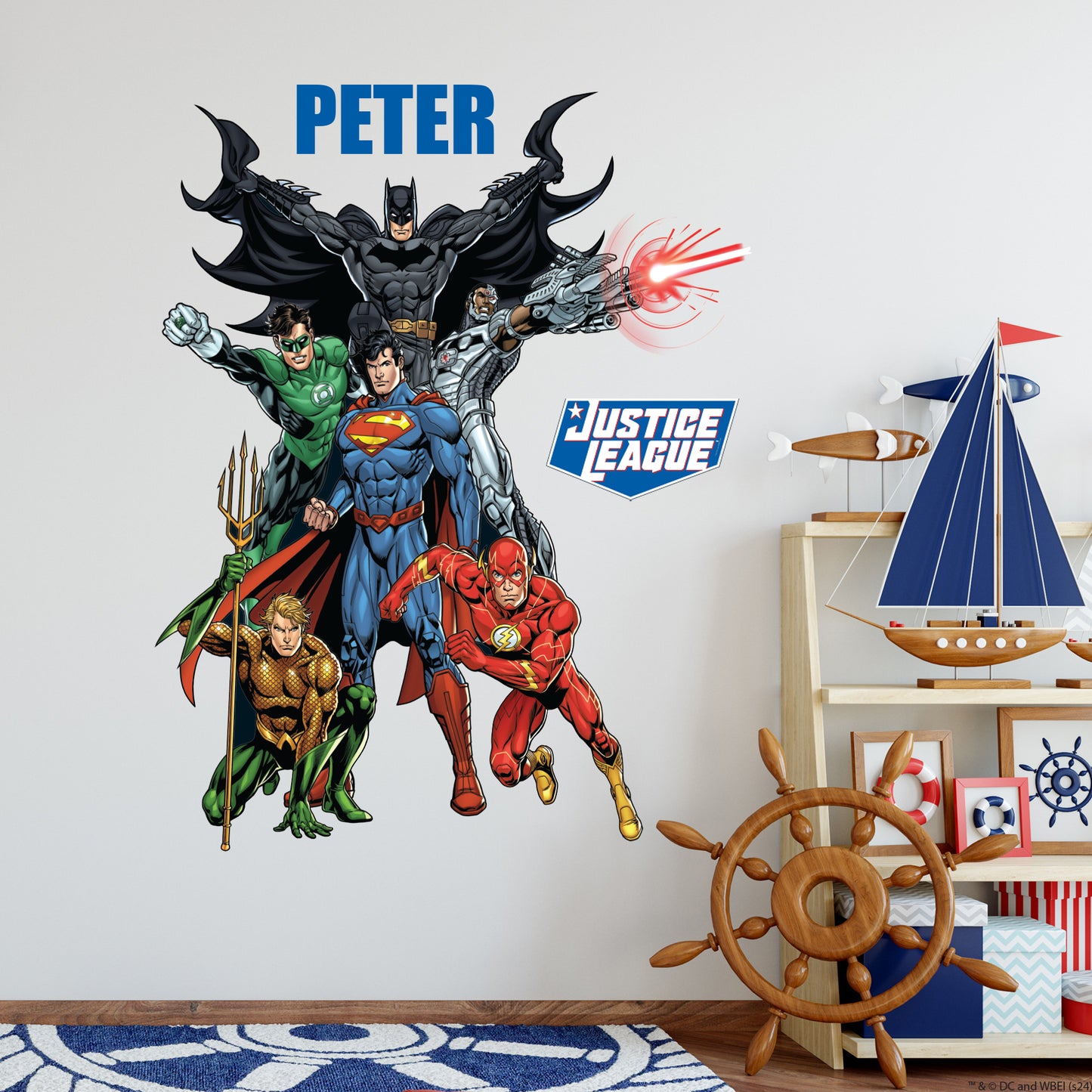 Justice League Wall Sticker - Group Action Pose Personalised Wall Decal DC Superhero Art