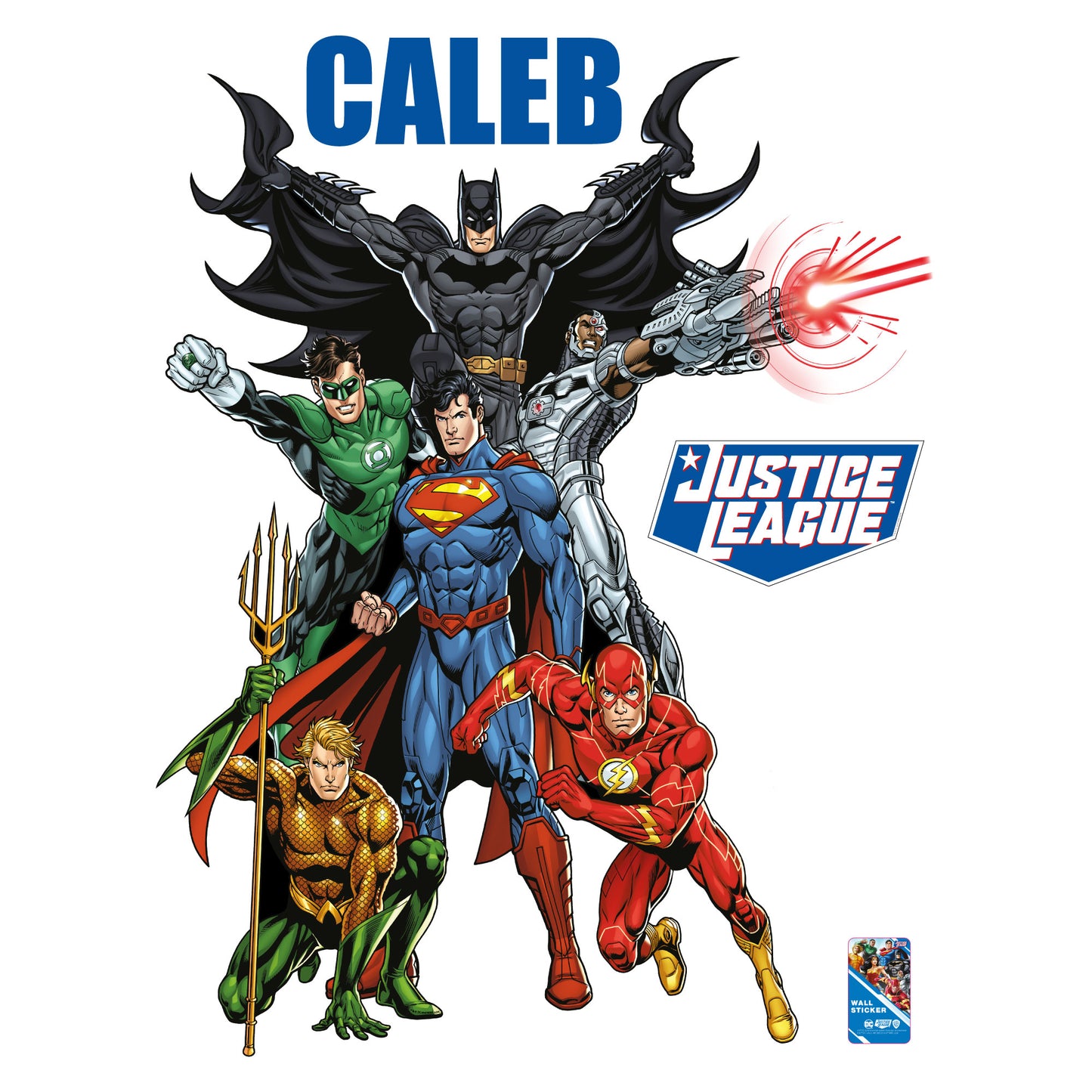 Justice League Wall Sticker - Group Action Pose Personalised Wall Decal DC Superhero Art