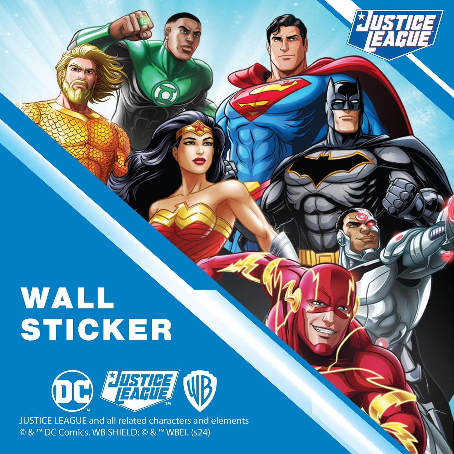 Justice League Wall Sticker - Group Action Pose Personalised Wall Decal DC Superhero Art