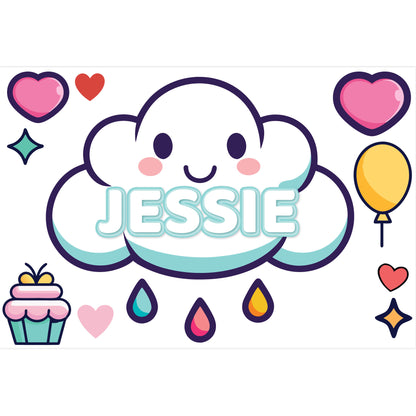 Cloud Wall Sticker - Kawaii Cloud Kids Personalised Wall Art
