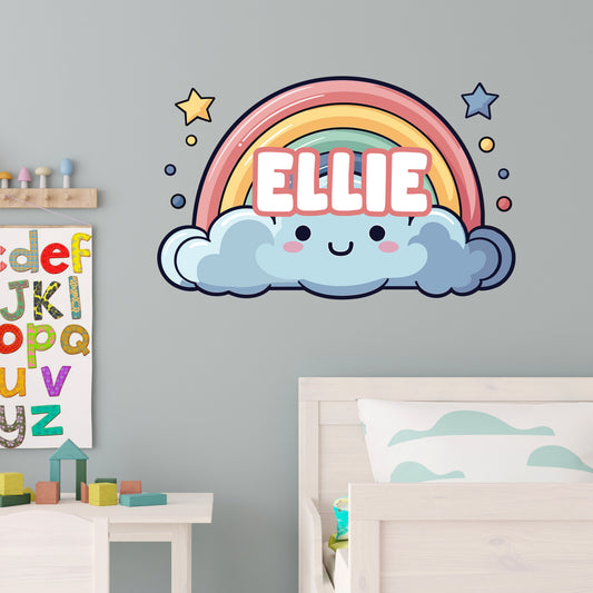 Cloud Wall Sticker - Cute Cloud Rainbow Kids Personalised Wall Sticker