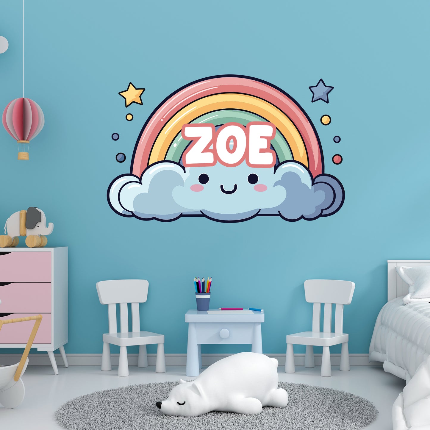 Cloud Wall Sticker - Cute Cloud Rainbow Kids Personalised Wall Sticker