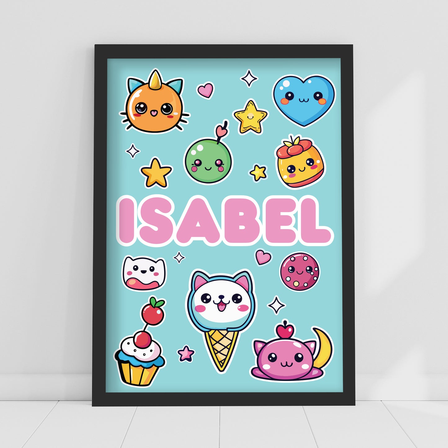 Cute Kawaii Icons Personalised Poster Wall Art