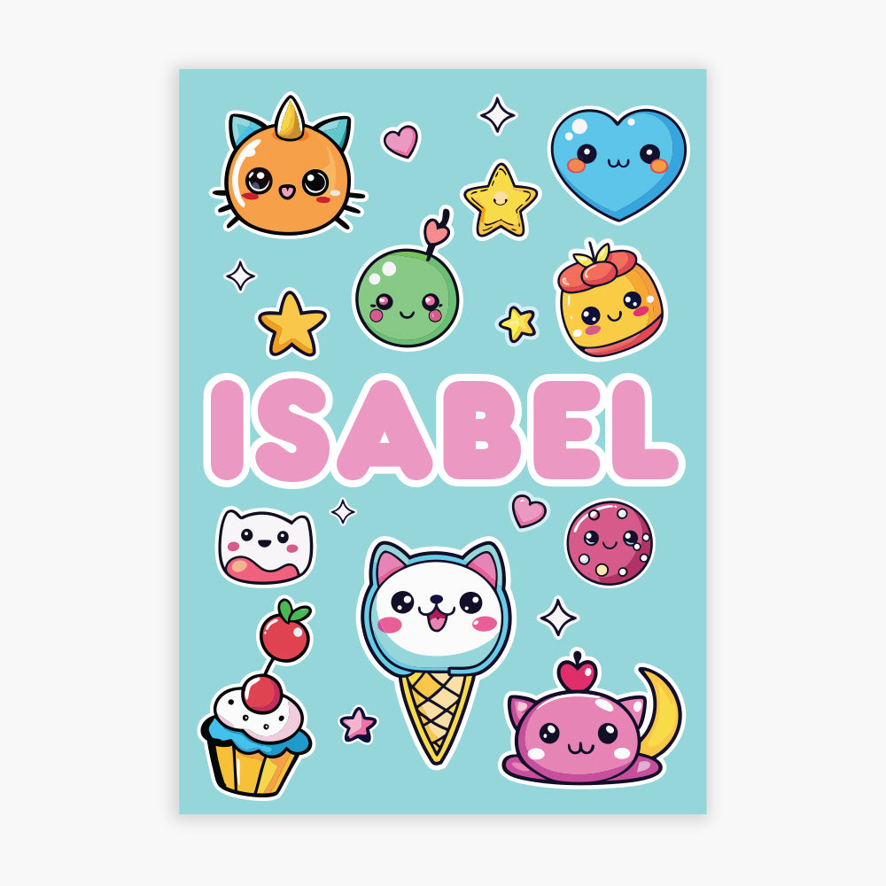 Cute Kawaii Icons Personalised Poster Wall Art