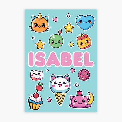 Cute Kawaii Icons Personalised Poster Wall Art