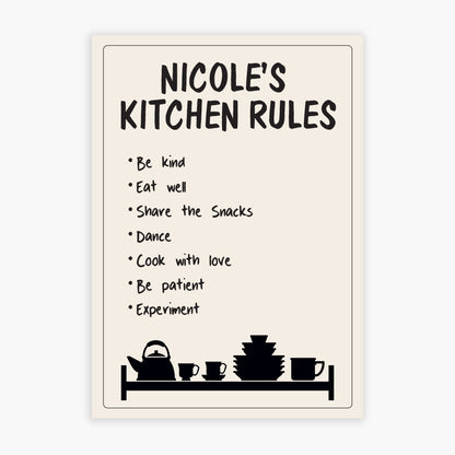 Kitchen Print - Kitchen Rules Poster Wall Art