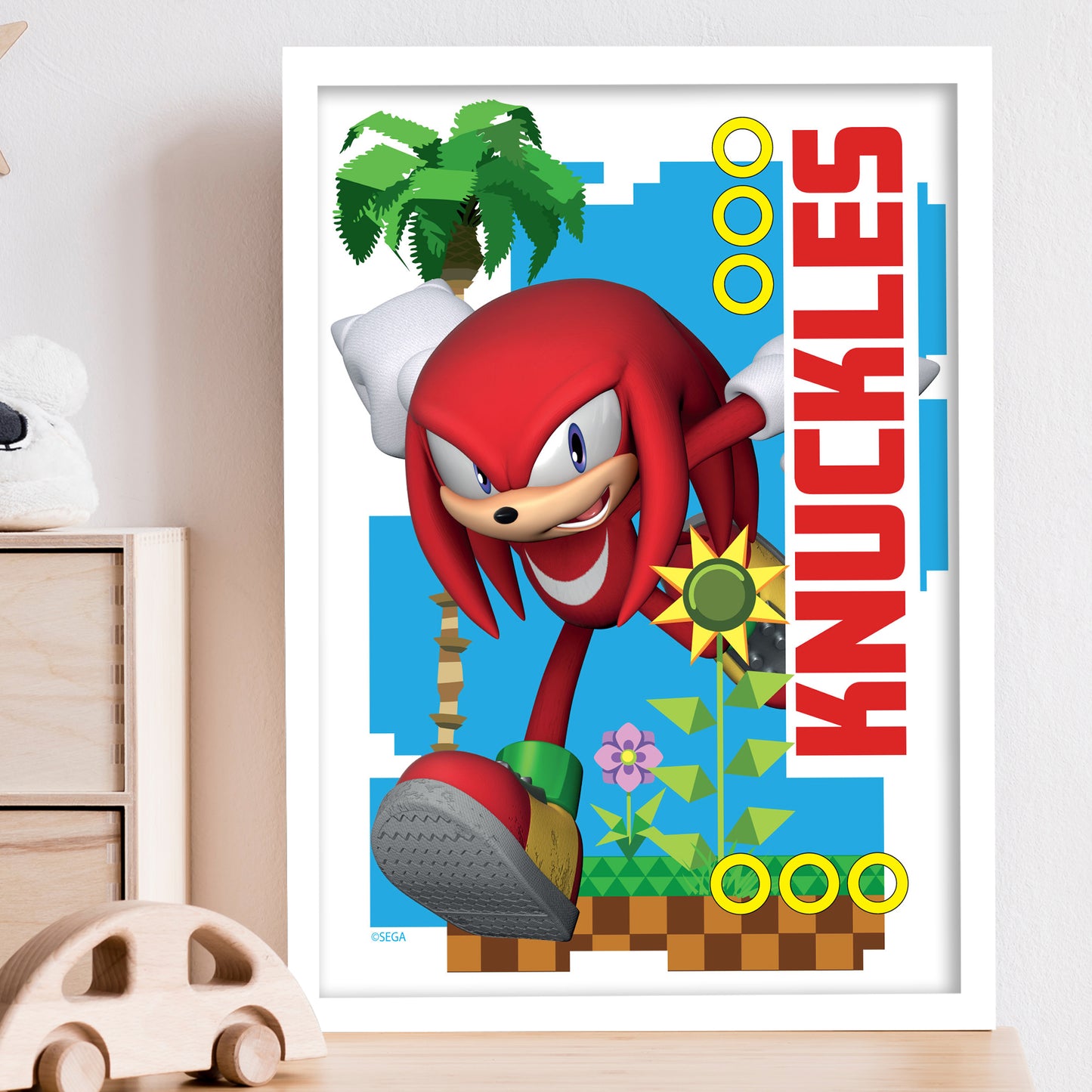 Sonic The Hedgehog Print - Knuckles Green Hill Zone Graphic Poster Wall Art