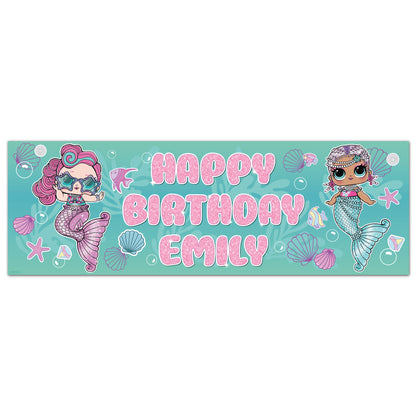 L.O.L Surprise! Birthday - Mermaids Personalised Name Banner Wall Sticker