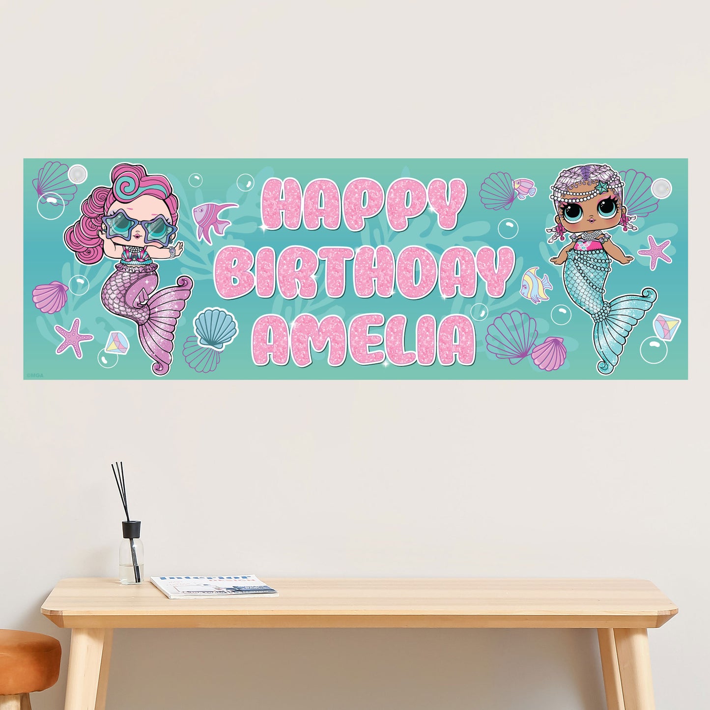 L.O.L Surprise! Birthday - Mermaids Personalised Name Banner Wall Sticker