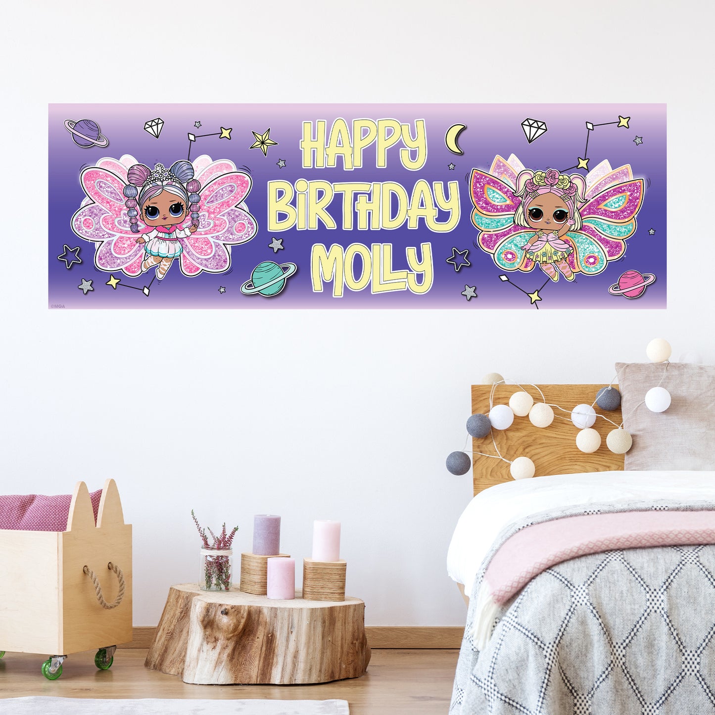 L.O.L Surprise! Birthday - Fairies Personalised Name Banner Wall Sticker