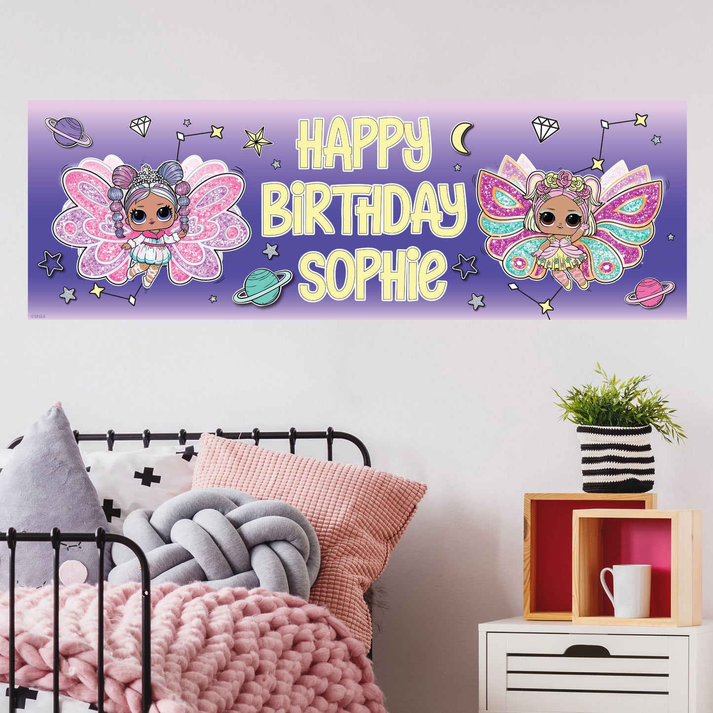 L.O.L Surprise! Birthday - Fairies Personalised Name Banner Wall Sticker