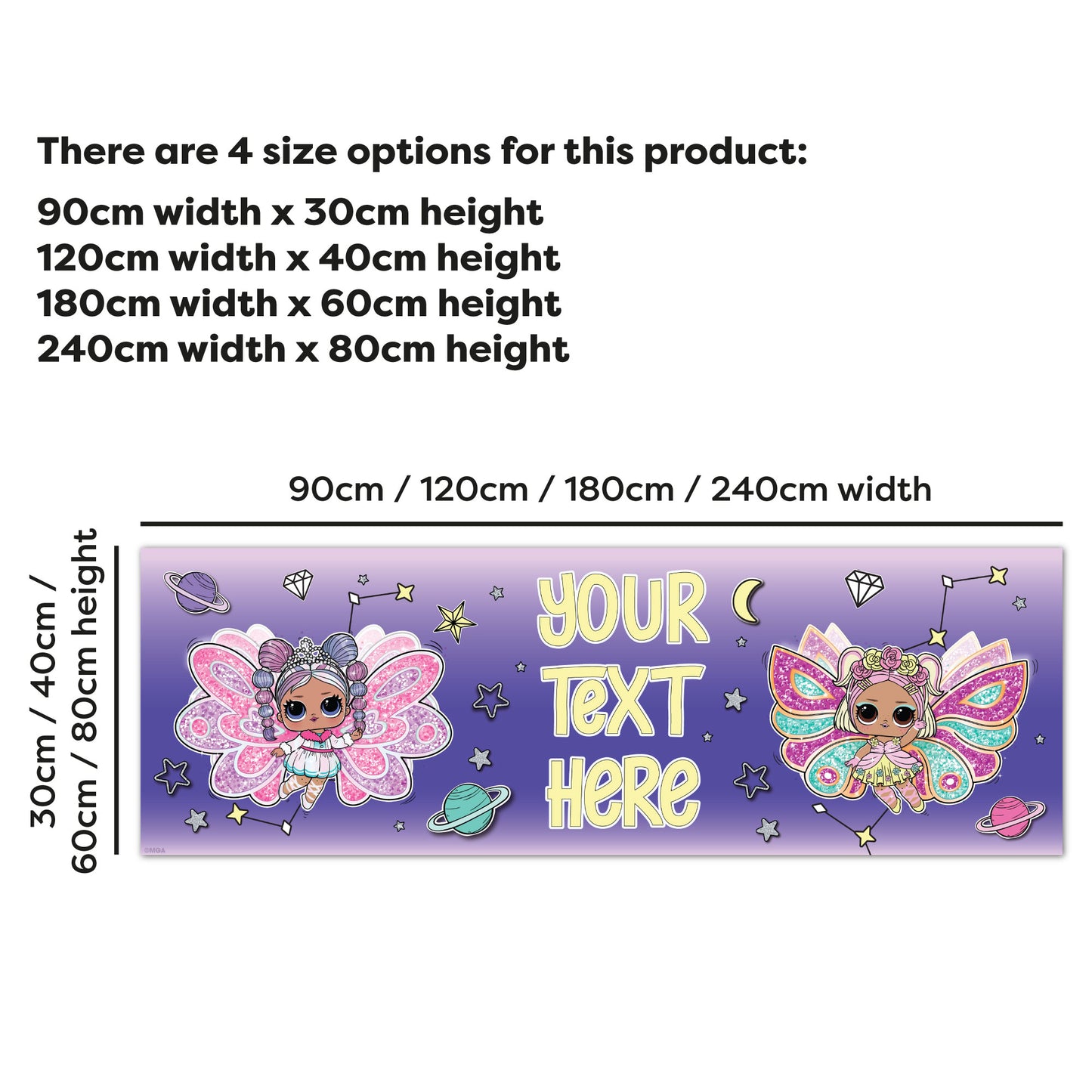 L.O.L Surprise! Birthday - Fairies Personalised Name Banner Wall Sticker