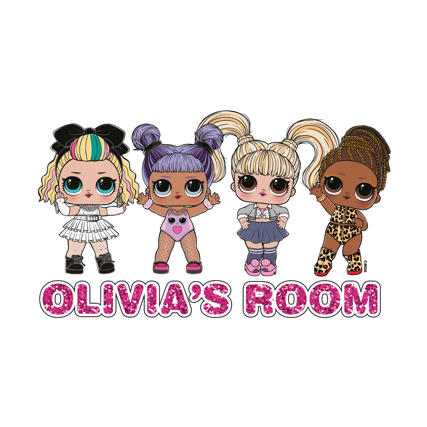L.O.L Surprise! 4 Dolls Personalised Name Wall Sticker