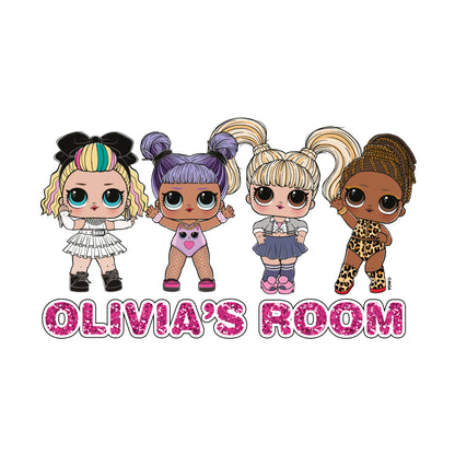 L.O.L Surprise! 4 Dolls Personalised Name Wall Sticker