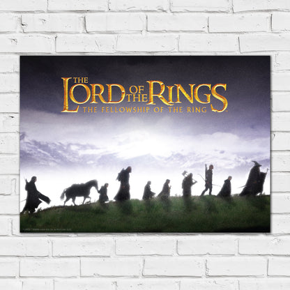 The Lord of the Rings Print –  The Fellowship Group Walking with Logo Poster Wall Art