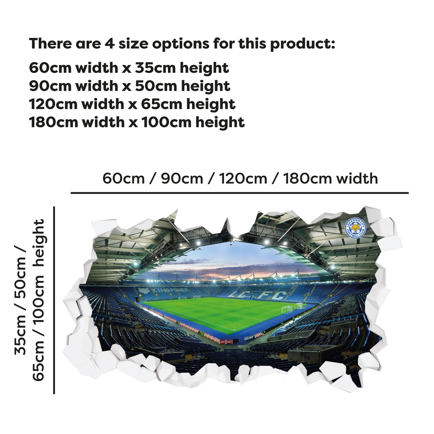 Leicester City - Stadium At Dusk Broken Wall Sticker