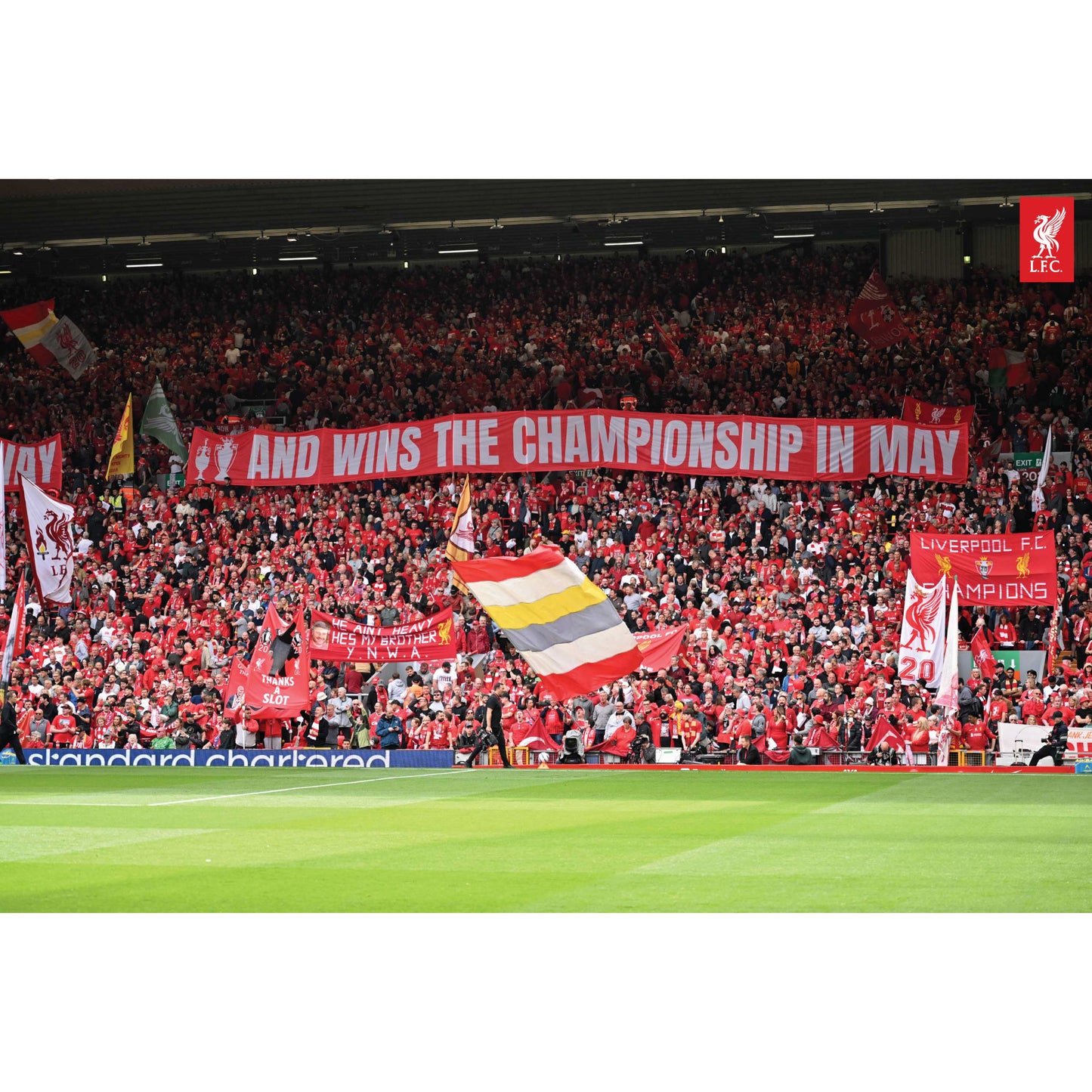 Liverpool FC Anfield Stadium Full Wall Mural - The Kop & Flags image