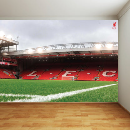 Liverpool FC Anfield Stadium Full Wall Mural - View of The Kop from Pitchside Image