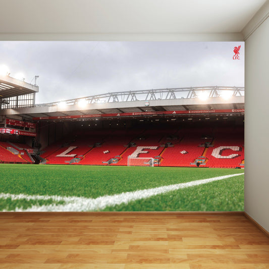 Liverpool FC Anfield Stadium Full Wall Mural - View of The Kop from Pitchside Image