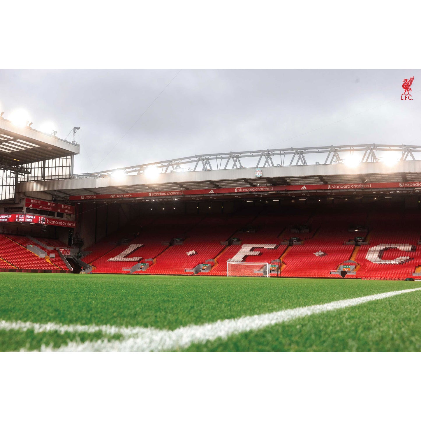Liverpool FC Anfield Stadium Full Wall Mural - View of The Kop from Pitchside Image