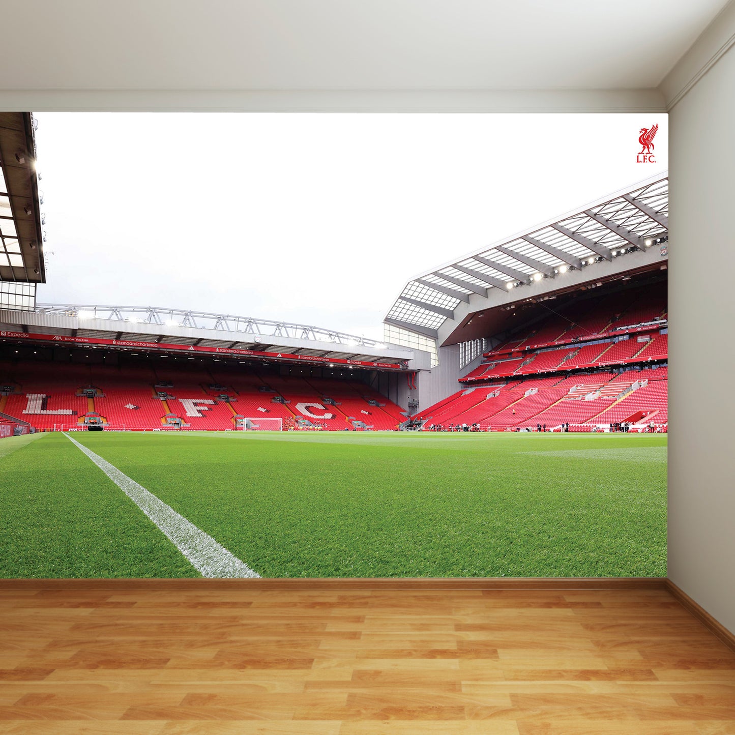Liverpool FC Anfield Stadium Full Wall Mural - View of Kop and Mainstand Image