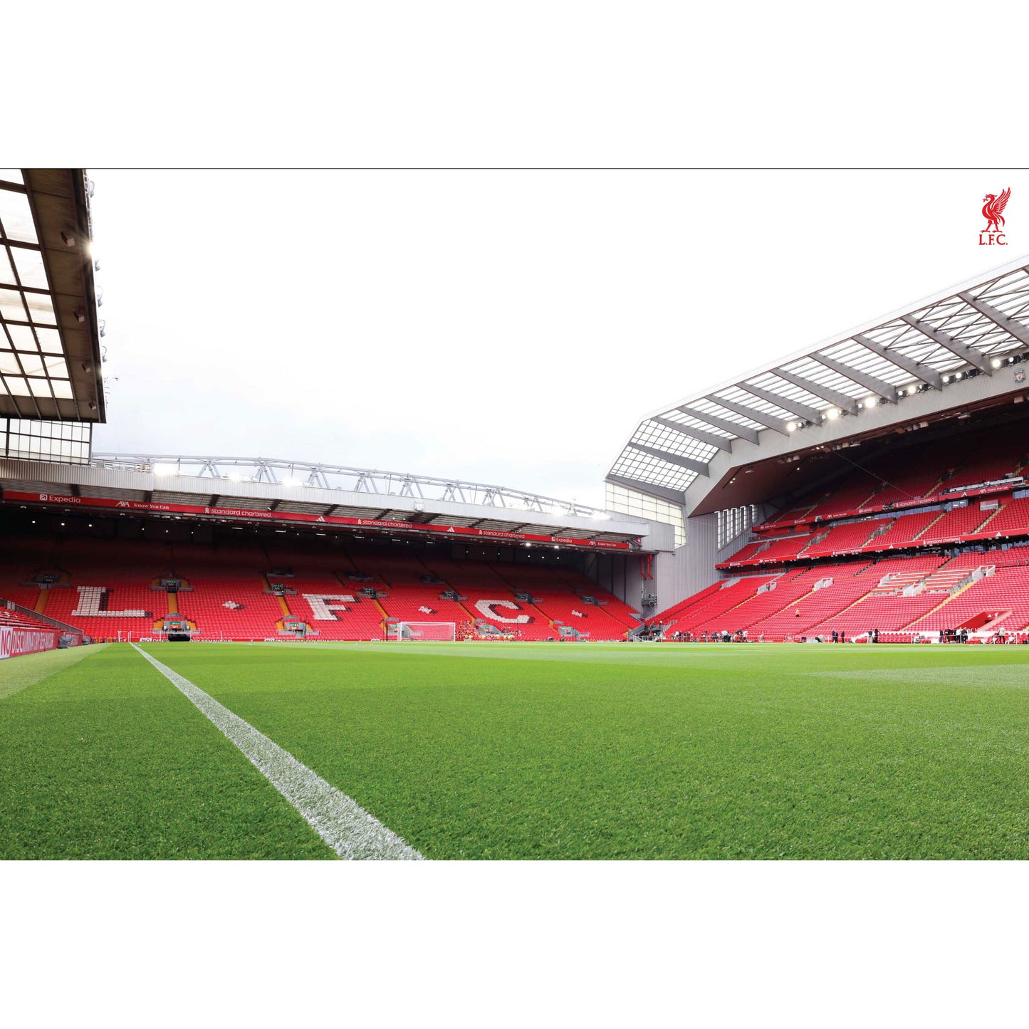 Liverpool FC Anfield Stadium Full Wall Mural - View of Kop and Mainstand Image
