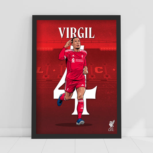 Liverpool FC Print - Virgil Van Dijk 25/26 Illustration Poster